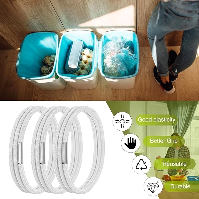 Trash Can Bands Set of 3, Garbage Can Rubber Bands 13 to 30 Gallon, Trash Can