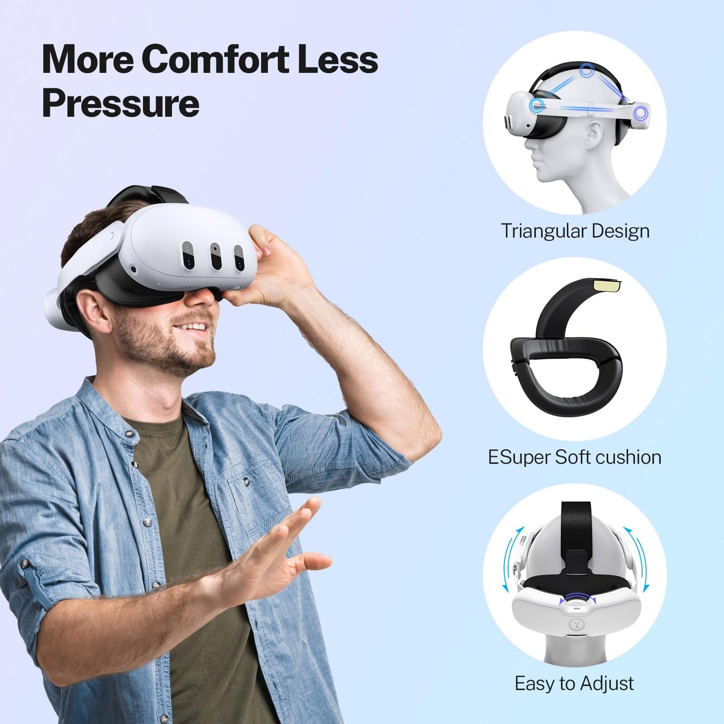 YOGES 10000mAh Battery Head Strap Compatible with Meta Quest 3S & Quest 3, Detachable Magnetic Battery, Rechargeable Headstrap to Extend Playtime for VR Headset Compatible with Meta Quest 3S