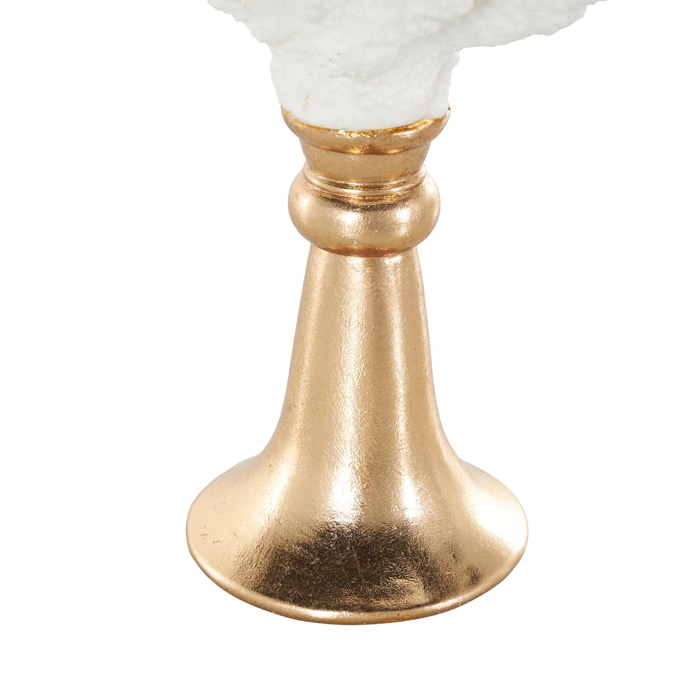 Deco 79 Resin Coral Decorative Sculpture Textured Home Decor Statue with Round Copper Base, Accent Figurine 8" x 6" x 13", White