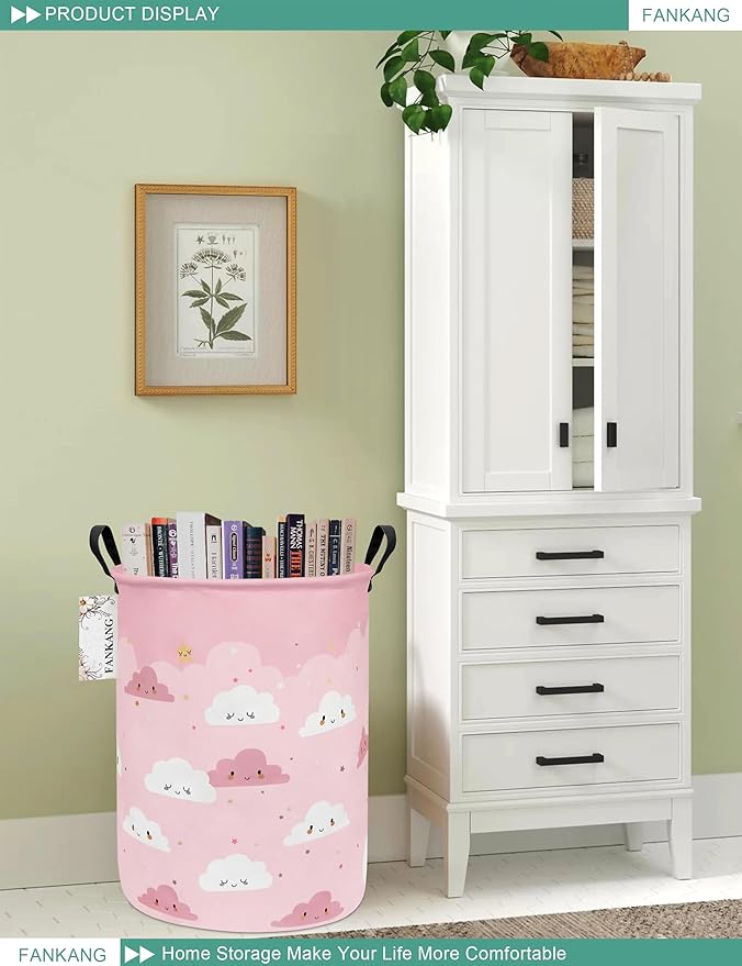 FANKANG Storage Basket, Nursery Hamper Canvas Laundry Basket Foldable