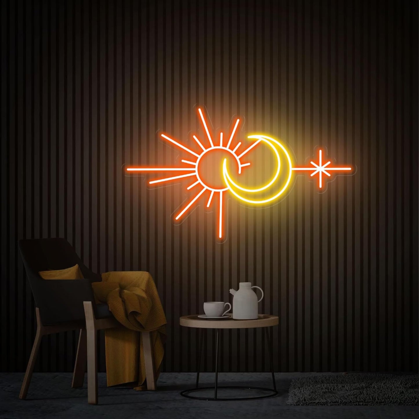 Custom Sun and Moon Neon Sign for Wall Decor Personalized Sunshine Neon Decor for Bedroom Living Room Meditation Studio Boho Room Aesthetic Wall Art Decoration