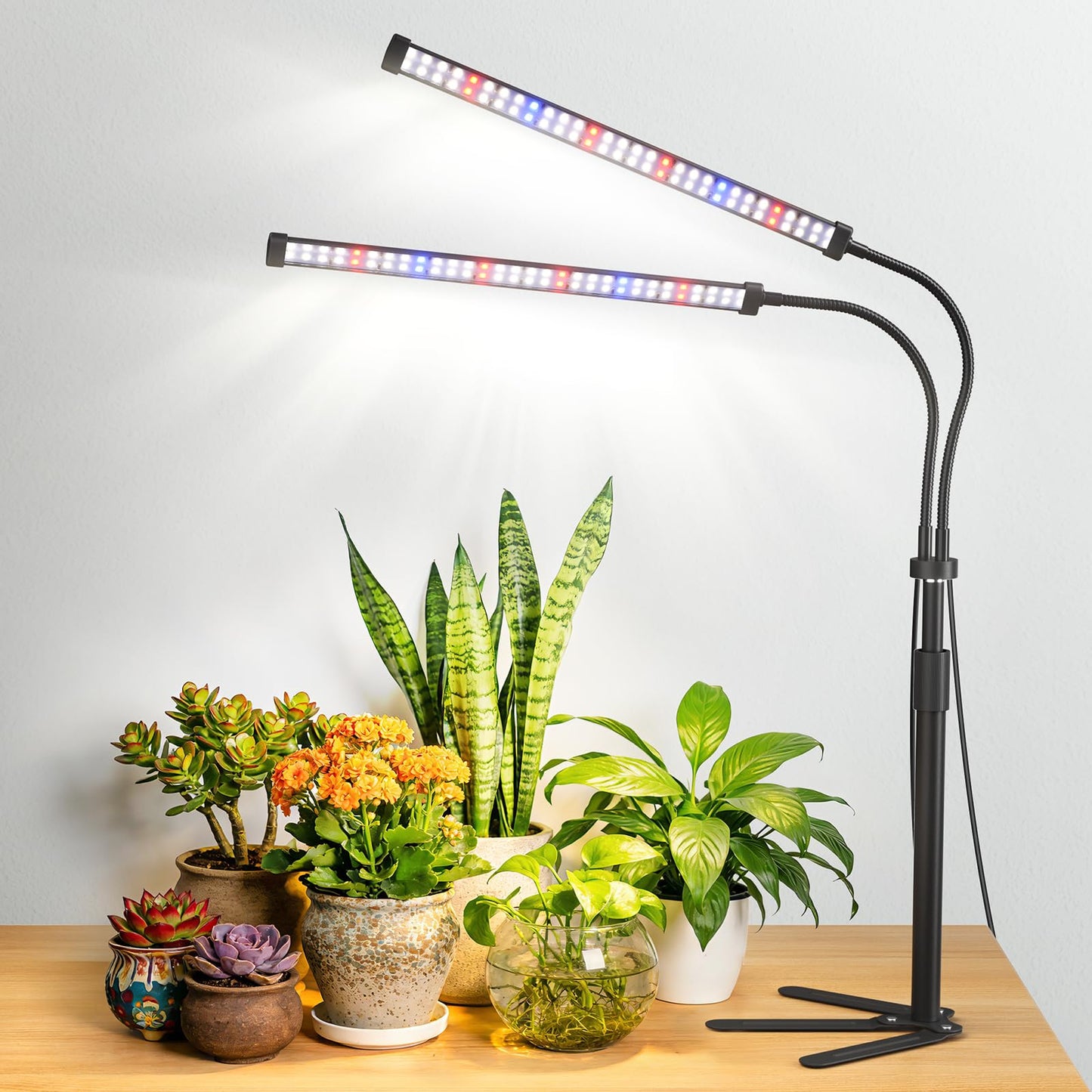 Sonamindary Grow Lights for Indoor Plants, Full Spectrum LED Plant Light with 9.8-35 in Tripod Stand, 120 LEDs 5700K, 4/8/12H Auto Timer, 5 Brightness Levels