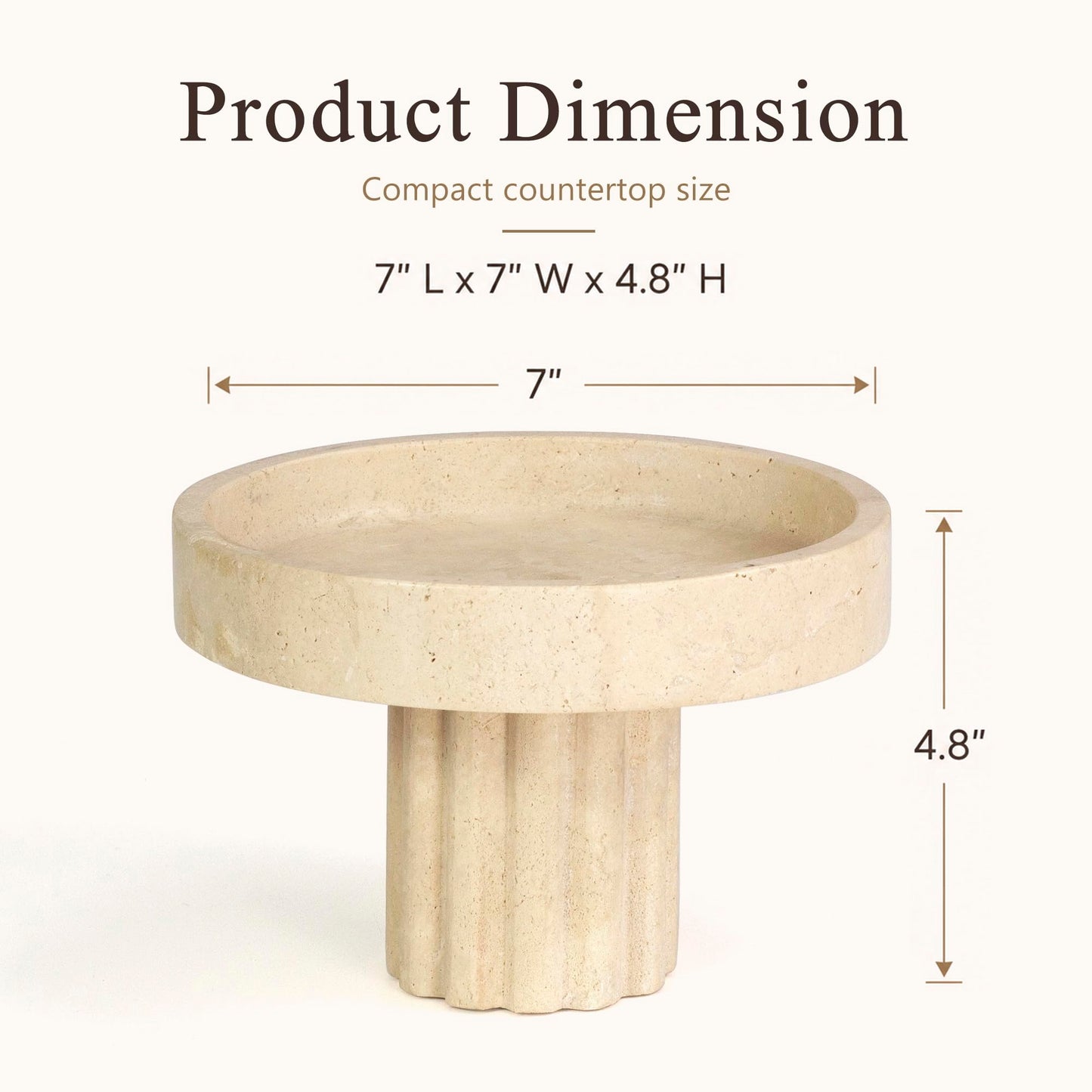 YMXYJM,Travertine Decorative Tray,Pedestal Display Stand,Beige