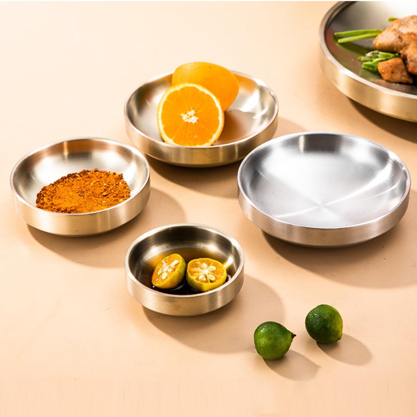 Incauca 4.5 Inch Stainless Steel Soy Sauce Dishes, Double Walled Mini Chip and Dip Bowls, Dipping Sauce Ramekin, Seasoning Cups, Metal Small Side Dish Bowls for Condiment Sushi Ketchup, Silver