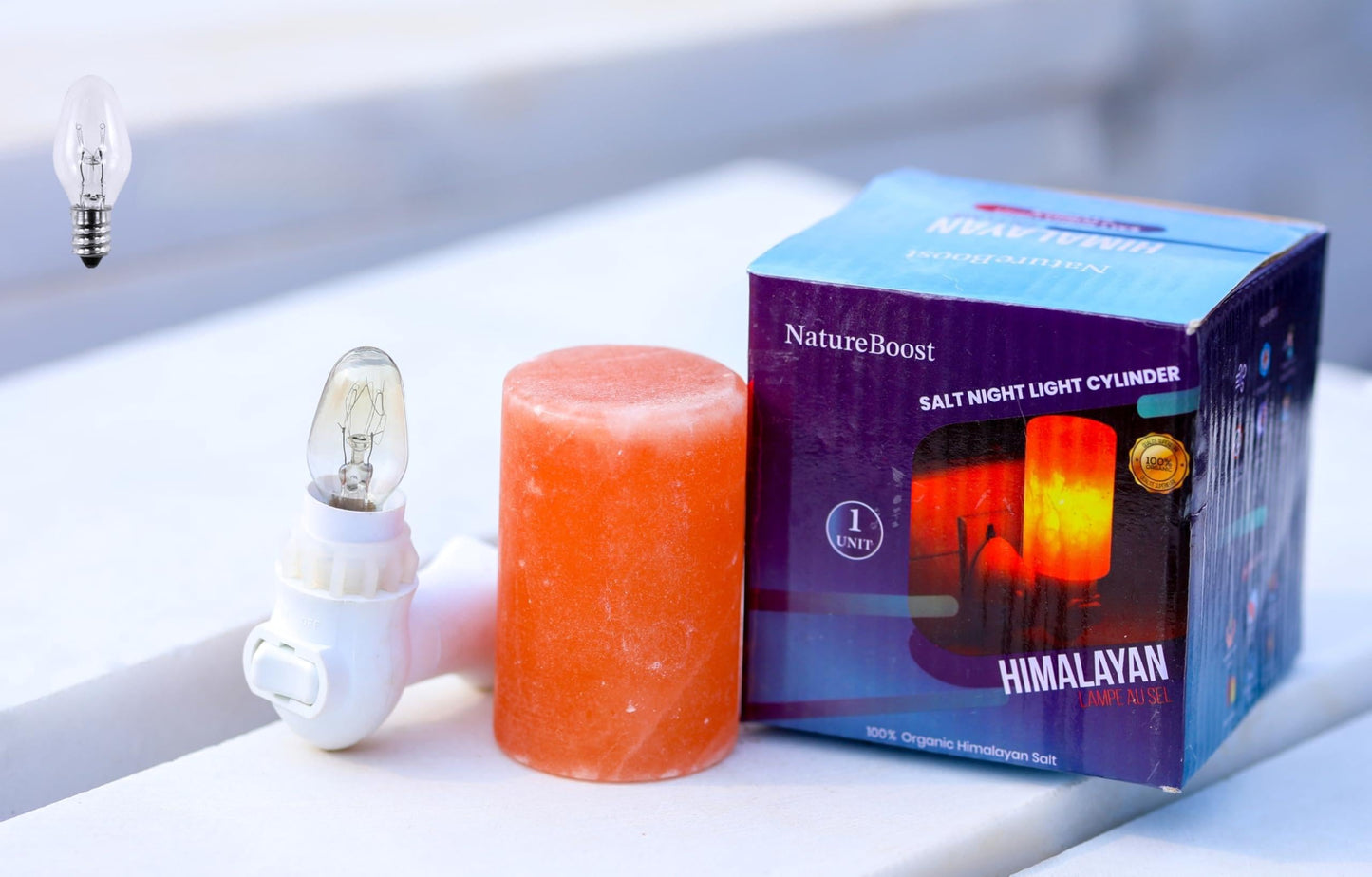 NatureBoost Himalayan Pink Salt Night Lights (Cylinder, 1) Decorative Ambient Plug-in Night Lights with Warm Amber Glow for Bedroom, Bathroom, Nursery & Home Décor