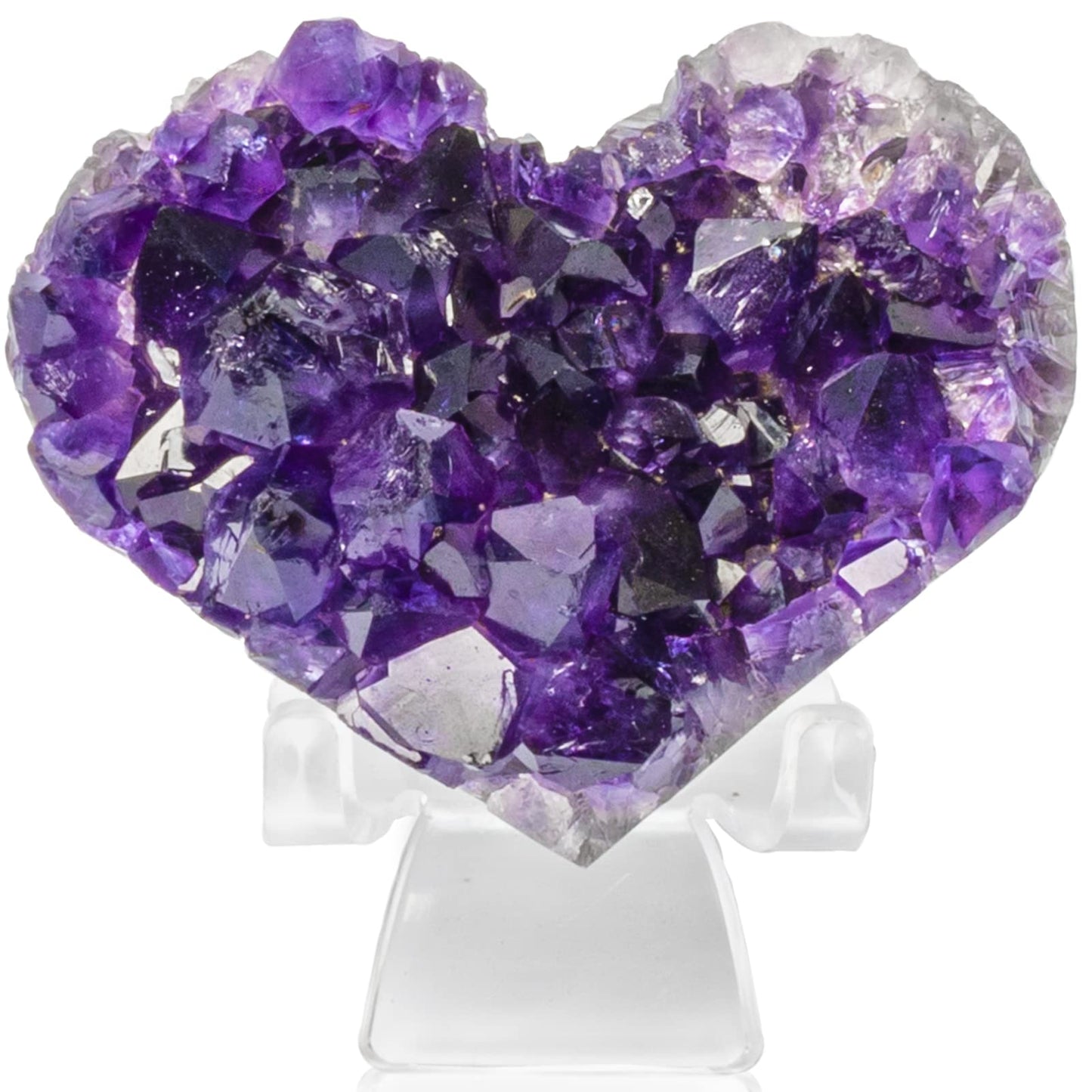 GEMBOURY Purple Amethyst Crystal Heart Stones 3-3.5inch(9cm), Druzy Geode Natural Crystals AA Color, Spiritual Healing Purple Crystals Stones Energy Stone Decoration from Uruguay.