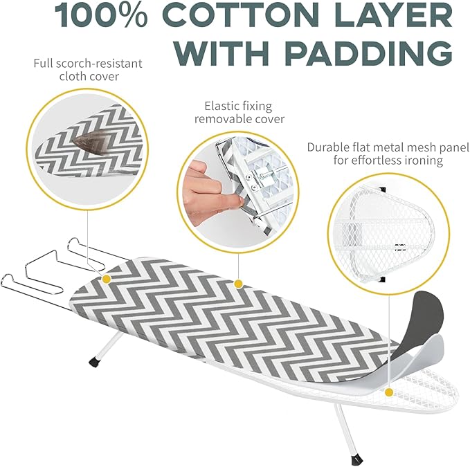Folding Ironing Board for Small Space, RAINHOL Mini Collapsible Ironing Boards