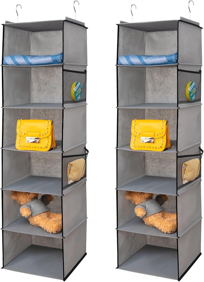 6 Shelves Hanging Closet Organizer, 2 Pack Hanging Storage