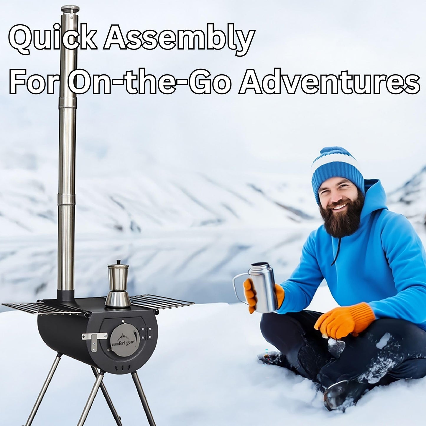 Comfort Gear 18" Outfitter Camp Stove – Heavy-Duty Lightweight Steel, Fits 16.5" Logs, XL Cooking Surface, Drying Rack, Adjustable Damper, Carry Bag, 1-YEAR Warranty