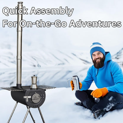 Comfort Gear 18" Outfitter Camp Stove – Heavy-Duty Lightweight Steel, Fits 16.5" Logs, XL Cooking Surface, Drying Rack, Adjustable Damper, Carry Bag, 1-YEAR Warranty