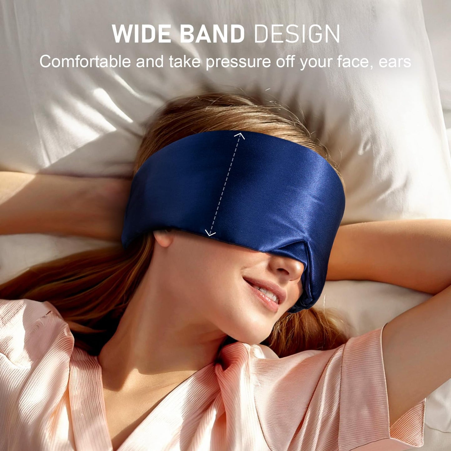 LitBear Silk Sleep Mask for Side Sleeper, Eye Mask Sleeping for Women Men 100% 22 Momme Pure Mulberry Silk, Face-Hugging Padded Eye Cover for Sleeping with Adjustable Band (Black)