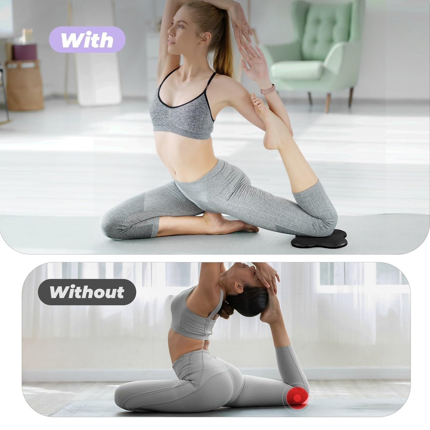 Yes4All Extra-Thick Yoga Knee Pads 2-Pack – 13/16-Inch Cushioned Support for Knees & Elbows – Non-Slip Foam Pads for Yoga, Pilates, Floor Workouts, Stretching, Joint Comfort, Portable Waterproof Design