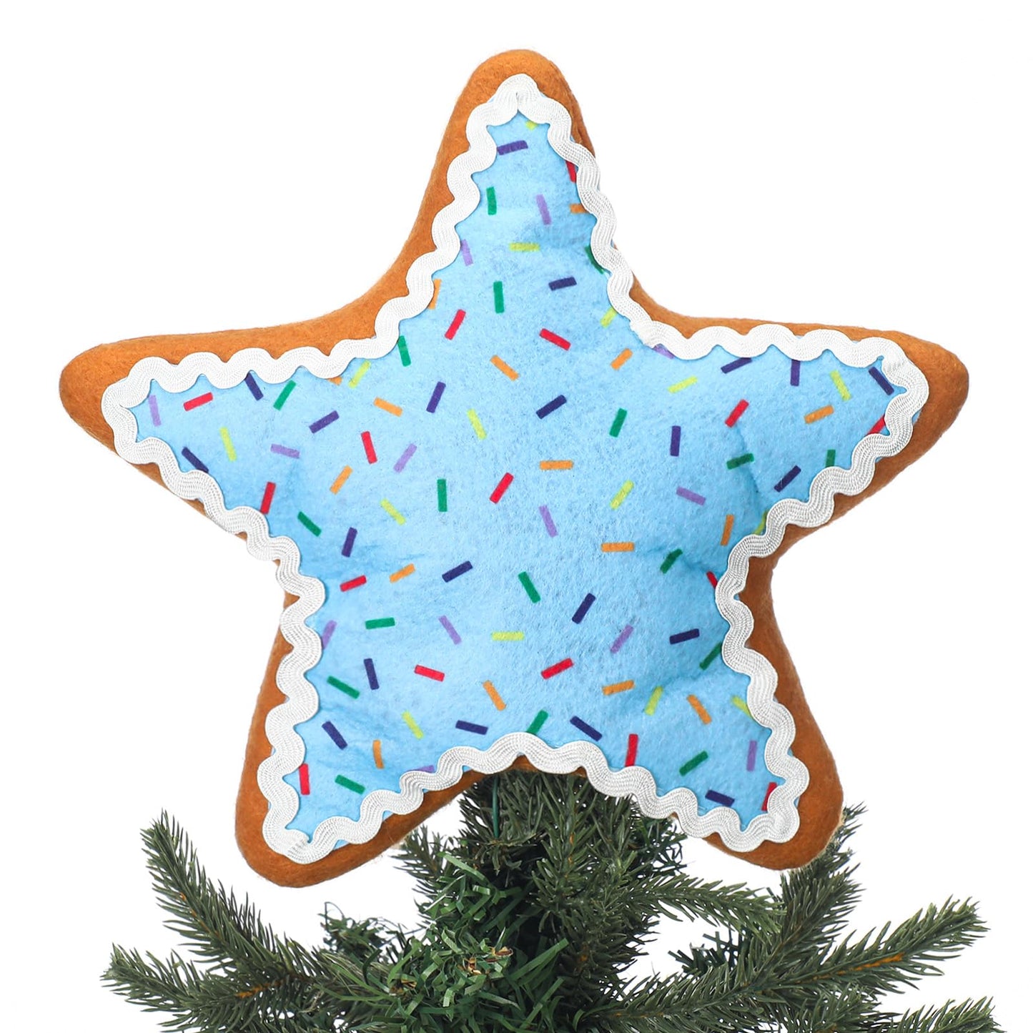 Seematn 10 Inch Christmas Candy Treetop Plush Stuffed Pastel Star Tree Topper Frosting Christmas Treetop Ornament for Xmas New Year Winter Holiday Party Decor Home