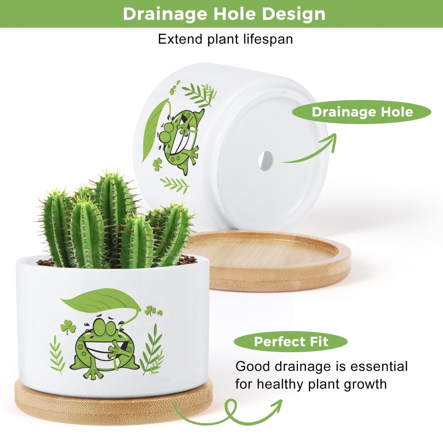 KONROOWEI 3 Pcs Frog Plant Pots,Funny Frog Planter Gifts for Women,for Indoor Plants Garden Planters Succulent Pots, with Drainage Holes and Saucer(No Plants)