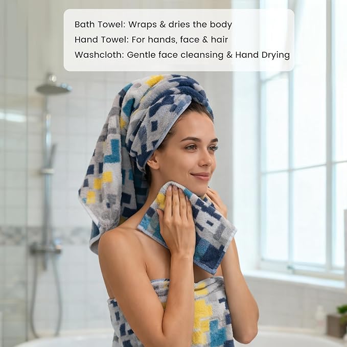 SEMAXE Bath Towel Set of 8 Include 2 Bath Towels 2 Hand Towels 4 Washcloths