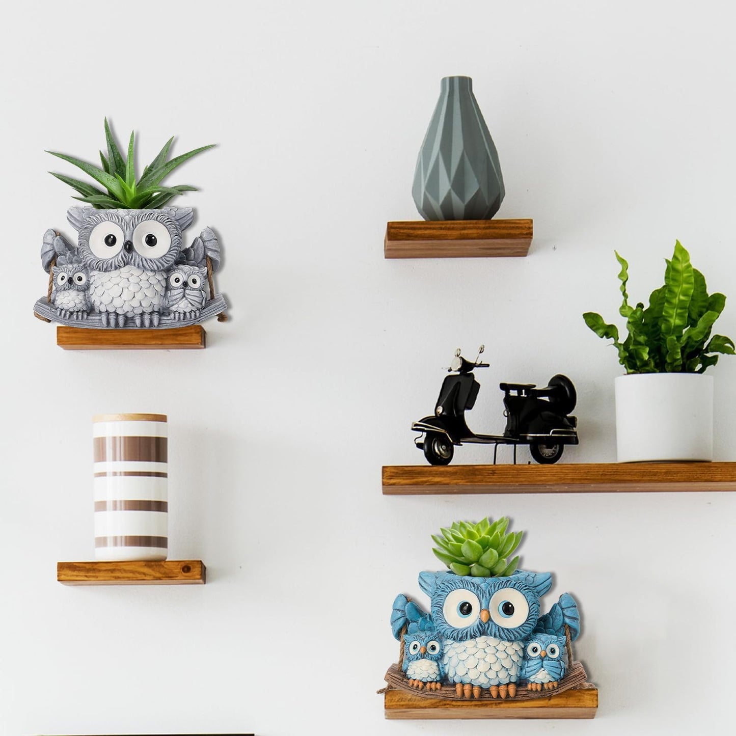 5.9 * 4.53 * 3.94inch New Owl Hanging Planters Owl Hanging Flowerpots Succulent Decorative Gifts (Owl Flower Pot)