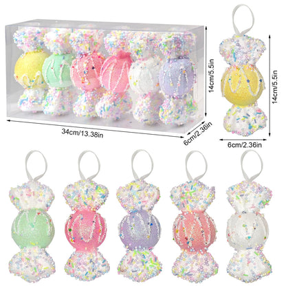 LANGXUN 6pcs Candy Land 2025 Xmas Birthday Party Wedding Suppiles Decoration, Hanging Candy Cane Christmas Tree Décor, Christmas Decorative Hanging Ornaments Crafts