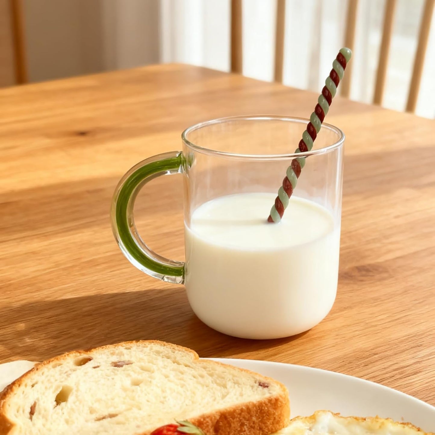 TMXAOK 6 Pieces Glass Stirring Spoons Clear Crystal Coffee Cocktail Mixing Spoon Teaspoons with Spiral Handle Salt Sugar Ice Cream Yogurt Jam Dessert Scoop Swizzle Stick Stirrer for Bar Cafe Party (H)