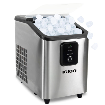 Igloo Portable Ice Maker with Scoop - Countertop Ice Maker with LED Control Panel & 1.5 Quart Water Tank - Ice Cube Maker Produces 26 Lbs. of Ice in 24 Hours with 9 Large or Small Cubes in 7 Minutes