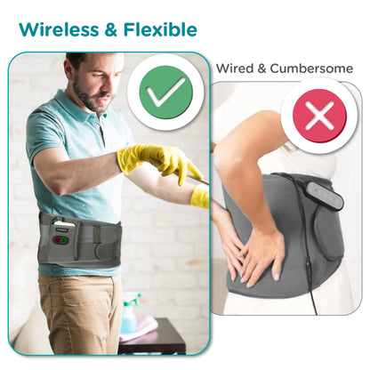 Comfytemp Cordless Heating Pad with Massager for Back Pain Relief, Portable Lower Back Massager FSA Eligible HSA Rechargeable, Birthday Gifts for Women Men Mom Dad Seniors Christmas 3 Heat 30 Auto-Off