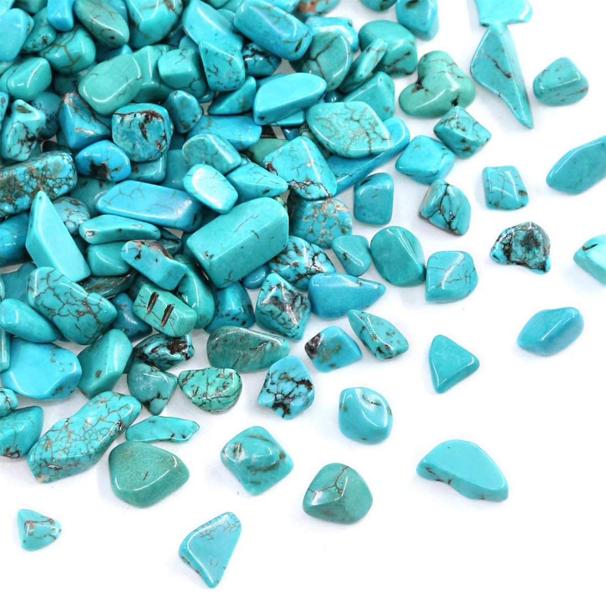 WAYBER 1 Lb/460g Green Turquoise Decorative Stones Irregular Aquarium Pebbles Crystal Rocks Quartz Gravels for Fish Turtle Tank/Succulent Plants/Air Plants Decoration (Fill 1 Cup)