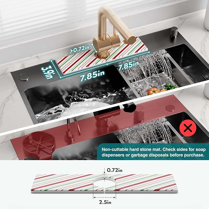 Stone Faucet Mat for Kitchen Sink, Diatomite Drying Stone Mat for Kitchen