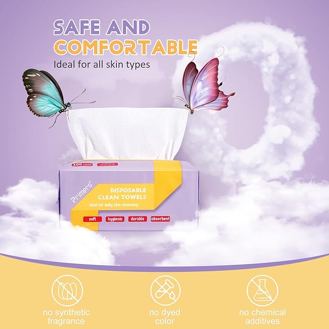 100 Count Disposable Face Towels Ultra Soft Hand Washcloth Lint-Free Dry Wipes