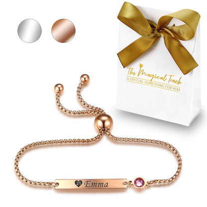TMT Personalised Birthstone Bracelets Gift for Birthday Friendship Mum Auntie Sister 18th 21th 30th 40th 50th 60th 16th 13th Her Women Girl Best Friend