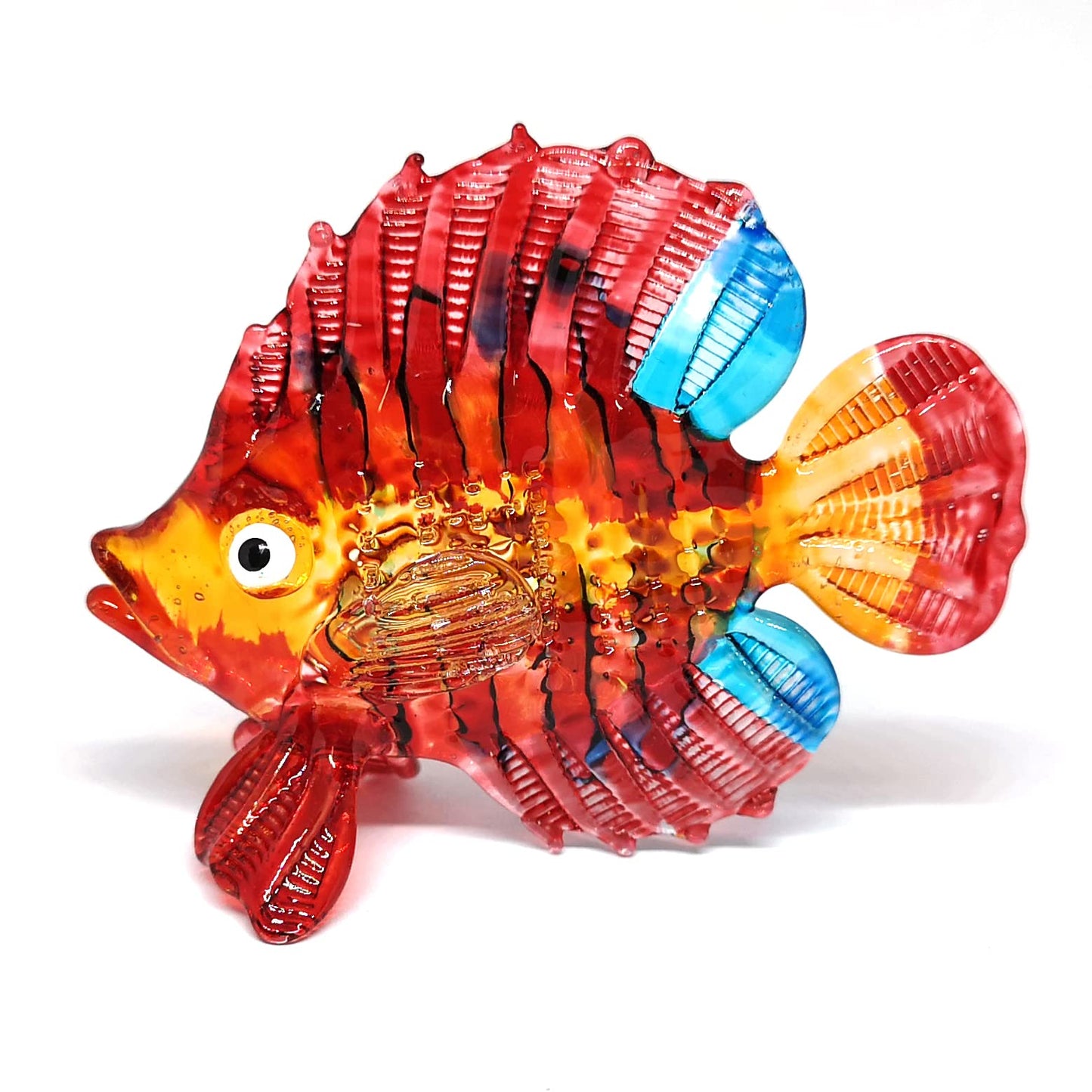 ZOOCRAFT Hand Blown Glass Fish Figurine Red Collectibles Aquarium Handicraft Miniature Sculpture