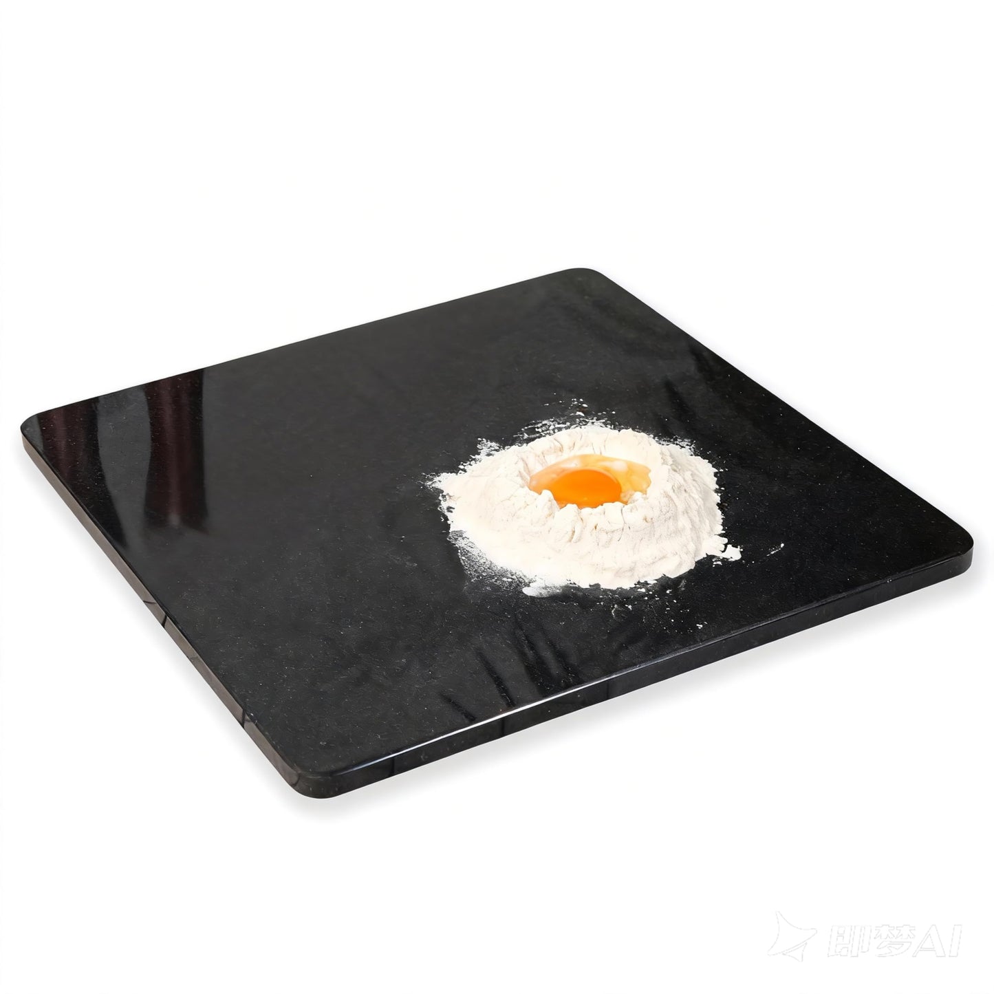 Diflart Natural Stone Cutting Board for Kitchen, 16x16 Inch, Black, Granite Slab Pastry Board Large with Non-Slip Feet for Backing, Cheese, Chocolate, Pack of 1 Piece