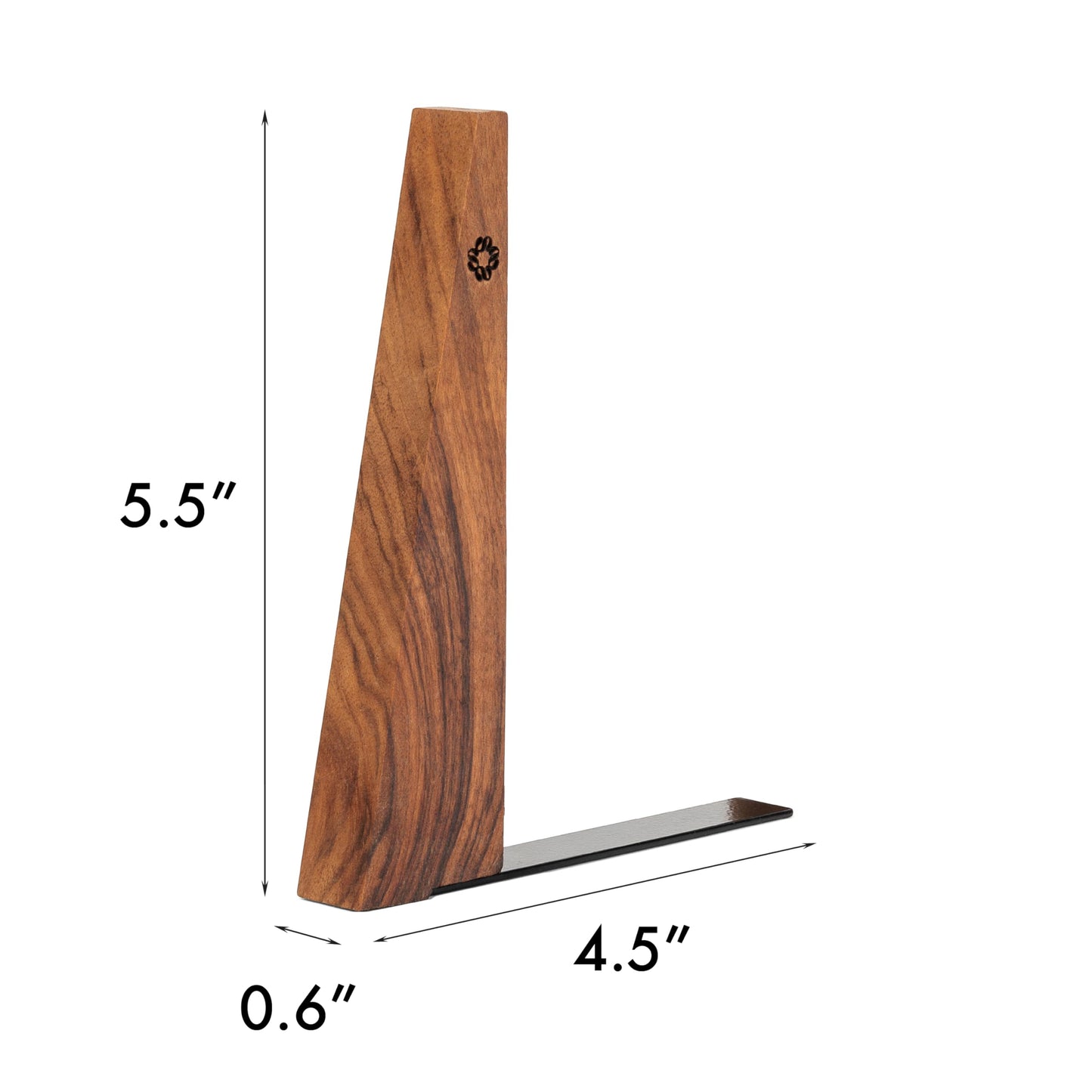 TILISMA Walnut Bookends for Shelves | Wooden Book Ends for Shelves | Sturdy Book Holders, Stoppers with Metal Base for Bookshelves | Slick Decorative Bookends Stands Firmly on Bookshelf (Pair)