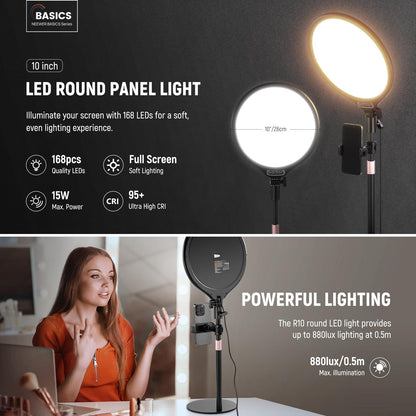 NEEWER Basics 7" Desk Ring Light for Video Recording, 10W Dimmable Full Screen Key Lighting with Stand&Phone Holder for iPhone Computer Laptop Vlog Live Streaming Video Conference, R06