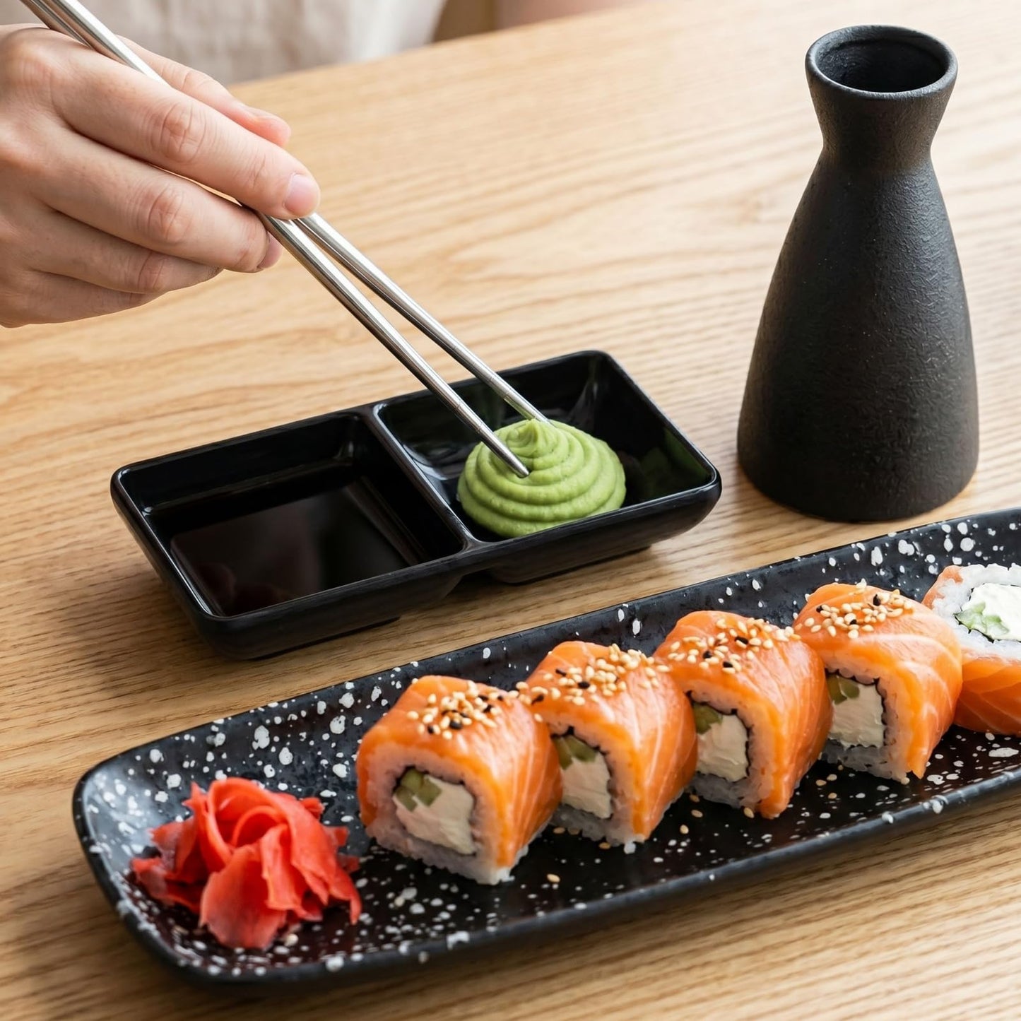 Jowgut 12 Pieces Dual Dipping Sauce Bowls, Melamine Soy Sauce Dish with 2 Compartments, Divided Fondue Plate Appetizer Plate for Restaurant Kitchen Parties Condiments Sauce Ketchup Dishwasher Safe