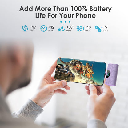Mini Portable Charger USB-C Power Bank 5200mAh,Ultra Compact LCD Display Battery Pack Backup Charger Compatible with iPhone 17/17 Air/17 Pro/17 Pro Max/16/16 Plus/16 Pro Max/15 Series,Samsung-Green