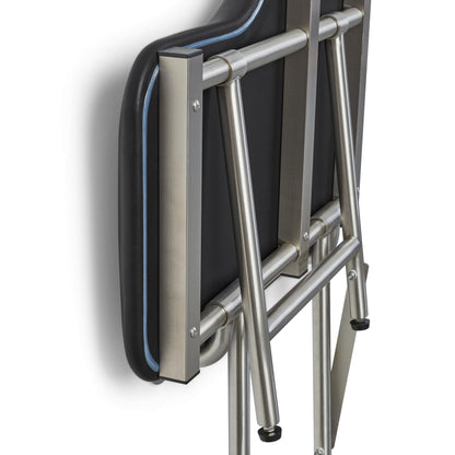 32" x 22.5" Black Padded Wall Mount Folding Left-Handed Transfer Bench Shower Seat with Legs, ADA Compliant