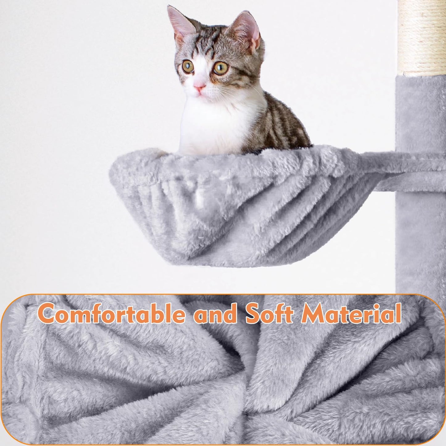 HOMIDEC Cat Tree,151cm Cat Tower for Indoor Kitty,Scratching Post Stable Activity Centre Climbing Tree with 2 Kitty Houses, Hammock, 4 Sisal Posts, Ladder, and Rest Place