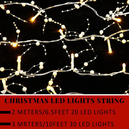 Riakrum 16.5 ft Christmas Berry Beaded Garland String Light Christmas Mantle Decor Pre-lit Warm LED Lights Lighted Battery Operated Winter Garland for Xmas Tree Staircase Home Indoor Decor(White)