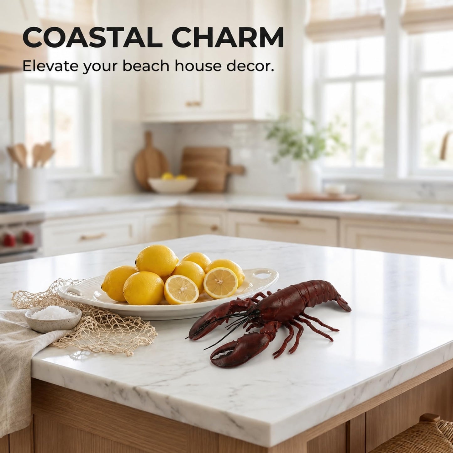 The Bridge Collection Decorative Rubber Lobster Figurine – Realistic Red Lobster Accent for Coastal Decor – Nautical Seafood Display Piece