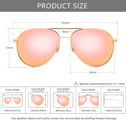 SUNGAIT Women's Lightweight Oversized Aviator Sunglasses - Mirrored Polarized Lens