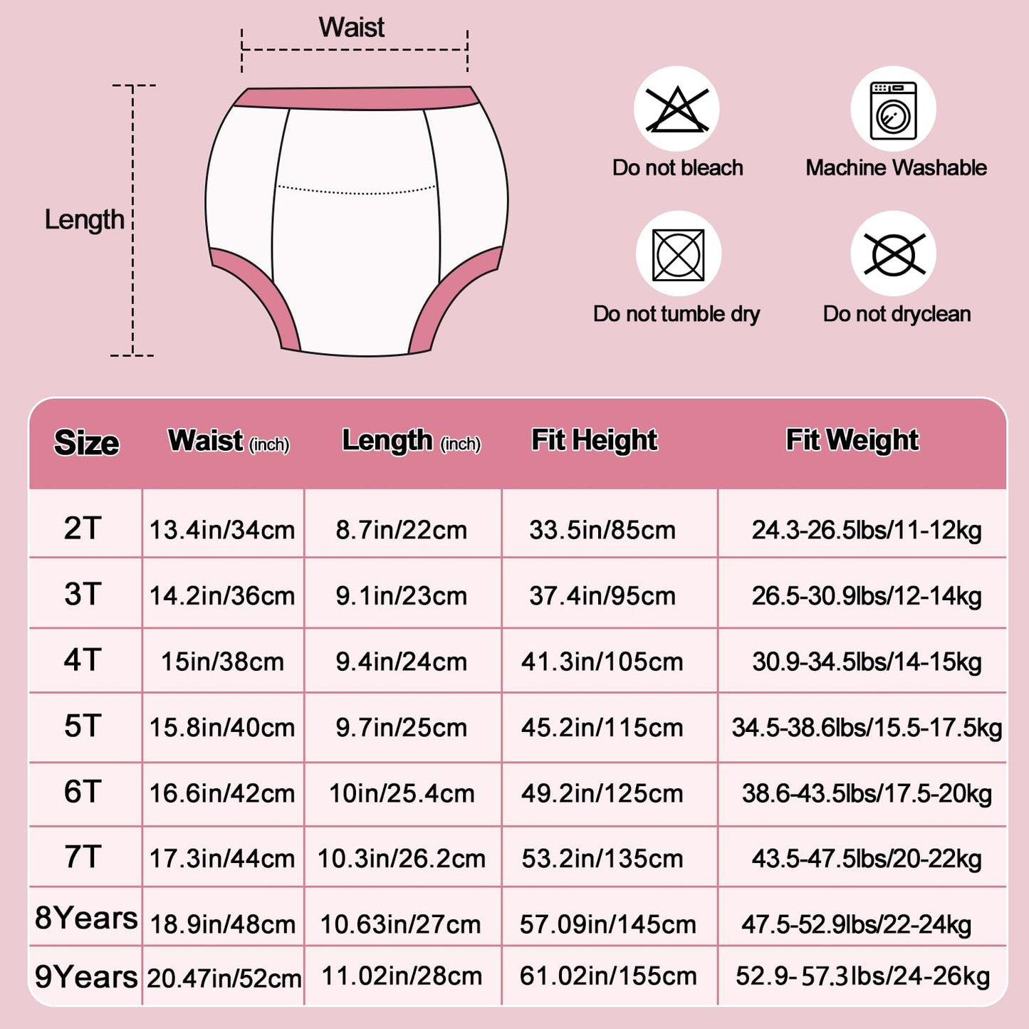 MOEMOE BABY Potty Training Pants, Toddler Reusable Training Pants Cotton for Girls, 10 pack, Light Violet, 2 Years