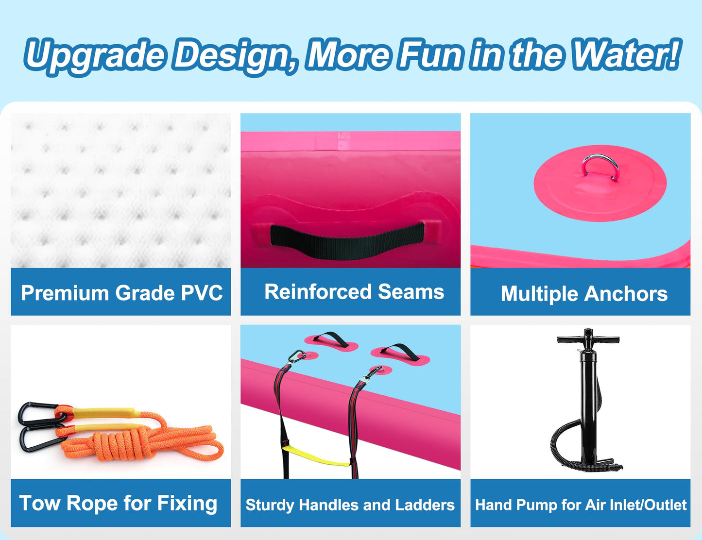 Inflatable Floating Dock for Lakes, Thick and Extra Wide Lake Floats for Adults, Non-Slip Air Dock Platform with Portable Carrying Bag, Floating Platform Island for Pool Beach Ocean