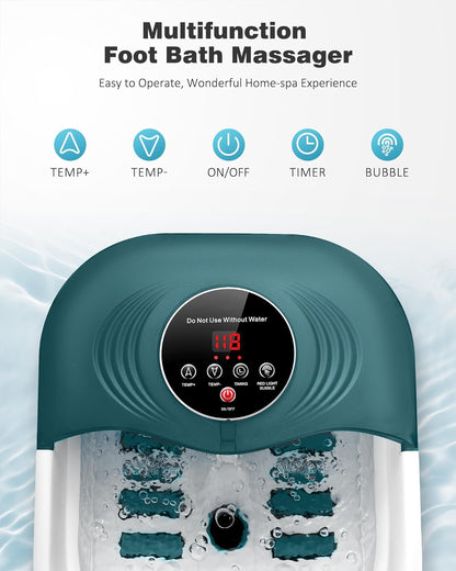 Foot Spa Bath Massager with Heat, Bubbles, Vibration, 8 Removeable Roller (not Motorized), Pedicure Foot Spa with 95-118℉ Temperature Control for Relaxing Feet at Home