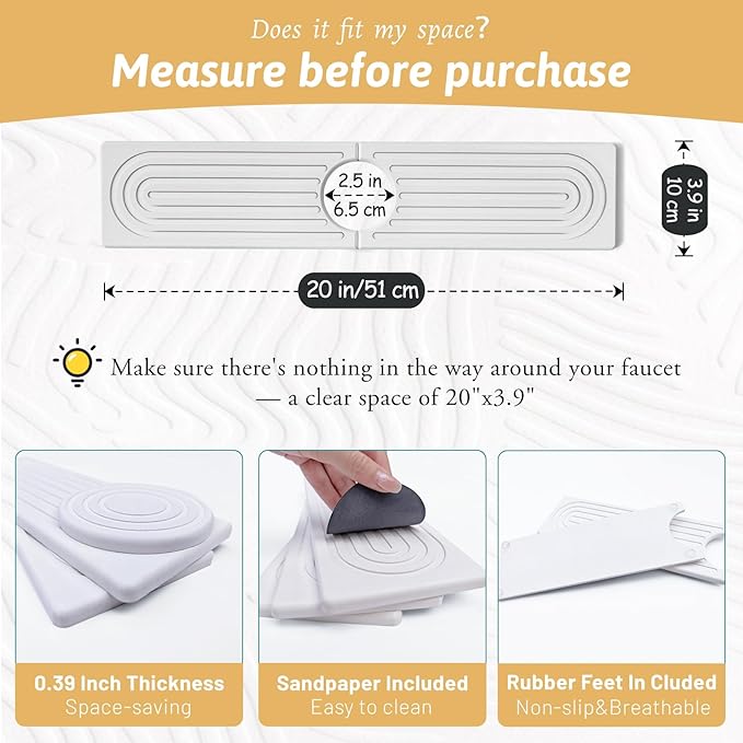 Faucet Mat for Kitchen Sink, Super Absorbent, Prevents Moisture Buildup