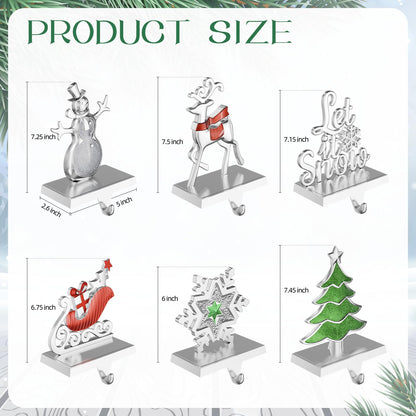 Homyplaza Christmas Stocking Holders for Mantle Weighted Metal Stocking Hangers Hooks for Fireplace Christmas Decorations (Set of 6)