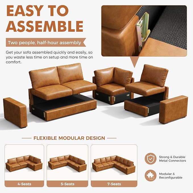 ABCASA Oversized Modular V Shaped Sectional Couches
