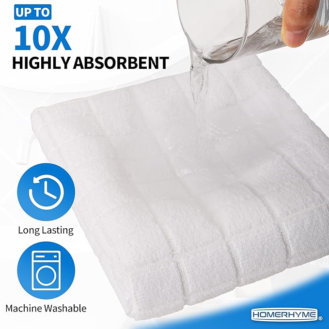 HOMERHYME Hand Towels, 12 Pack 25''*15'' White Microfiber Kitchen Bathroom Hand