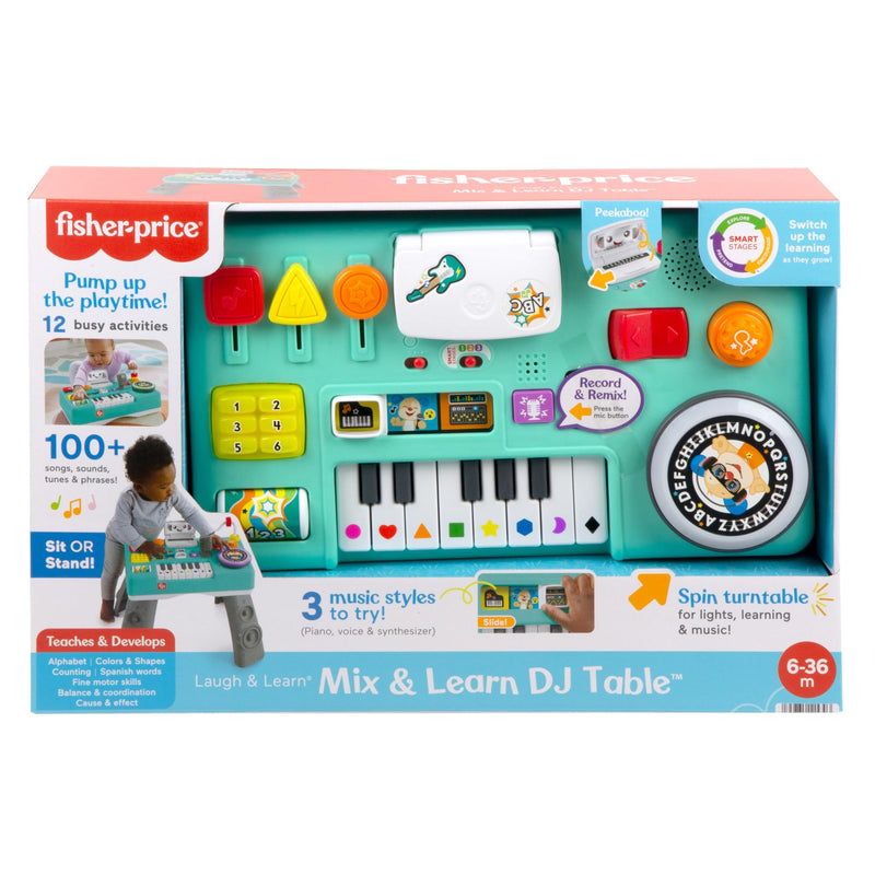 Fisher-Price Baby & Toddler Activity Table, Laugh & Learn Mix & Learn DJ Table, Musical Learning Toy with Lights & Sounds, GERMAN Version, HRB63