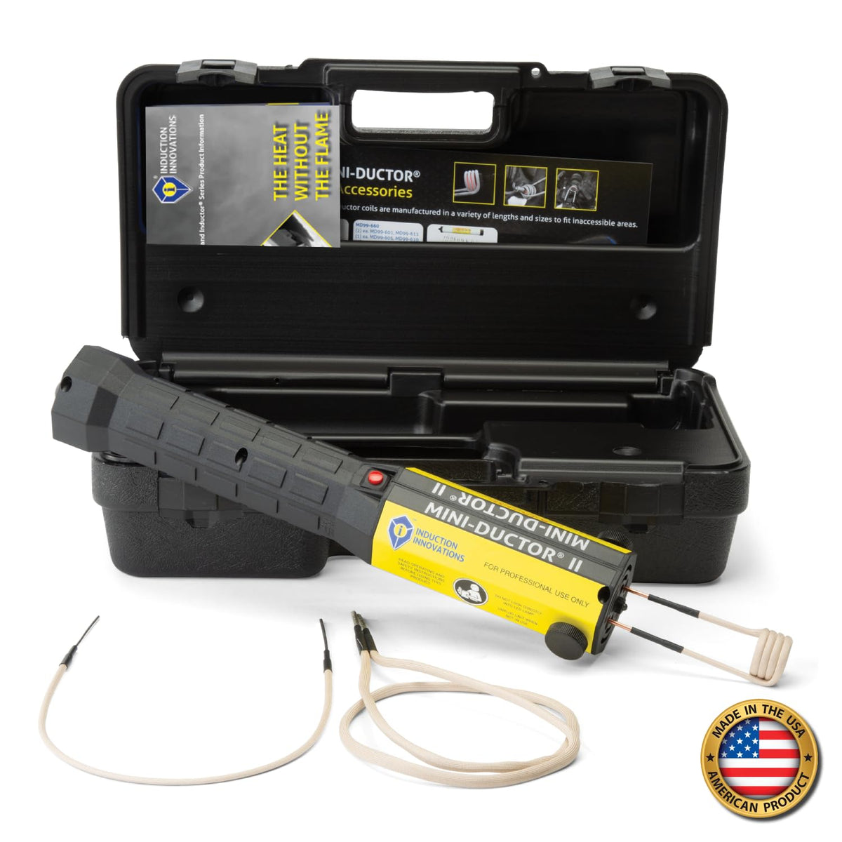 Induction Innovations - The Original Mini-Ductor II (MD-700) - Handheld Induction Heater with 3 Basic Coils, Rugged Carrier Case & Operations Manual to Safely Remove Nuts, Bolts, Bearings, & More