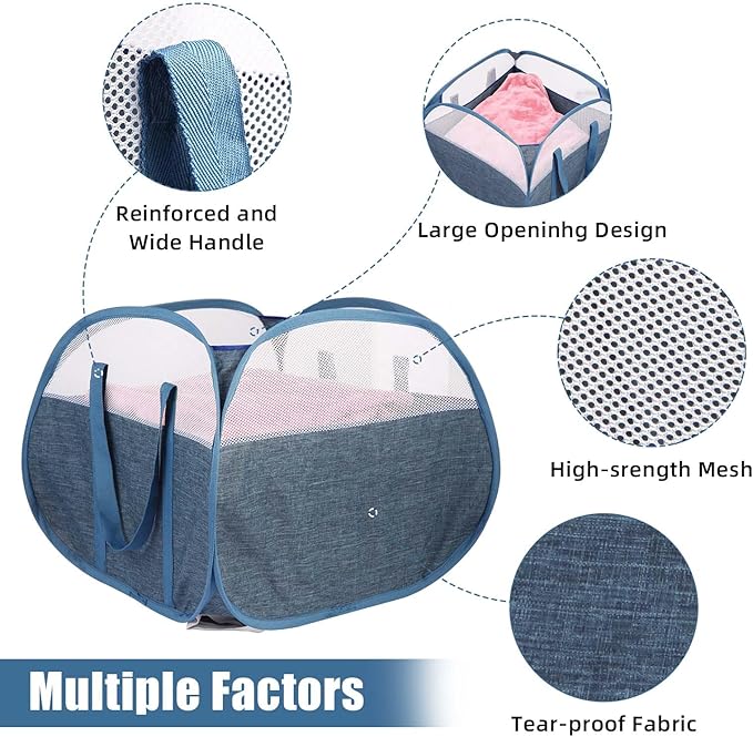 Collapsible Laundry Baskets, Tear Proof Pop Up Laundry Hamper