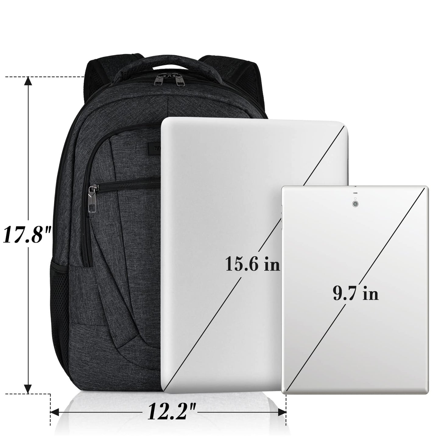 Laptop Backpack, School Backpack for Boys Water Resistant School Bag with USB Charging Port, Business Anti Theft Durable 15.6 Inch Laptop Bag, Gifts, Black